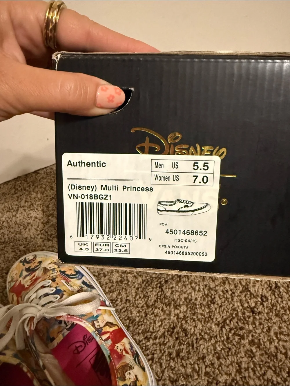 Disney Princess Vans Women’s 7 Canvas Lace-Up Sneaker